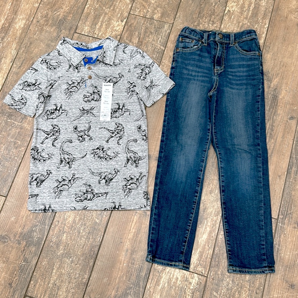 Boys 7 Slim Jeans and Polo Set